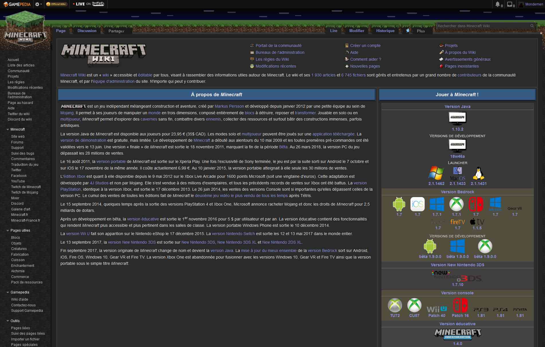 Minecraft Wiki FR - Night Mode