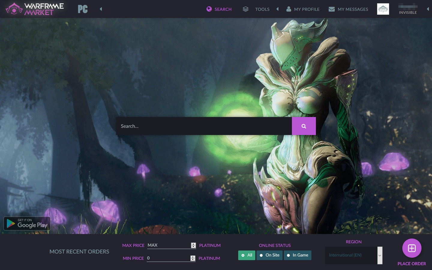 Dark Purple Theme for warframe.market
