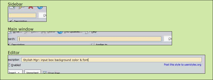 Stylish Manager: input box background color & font