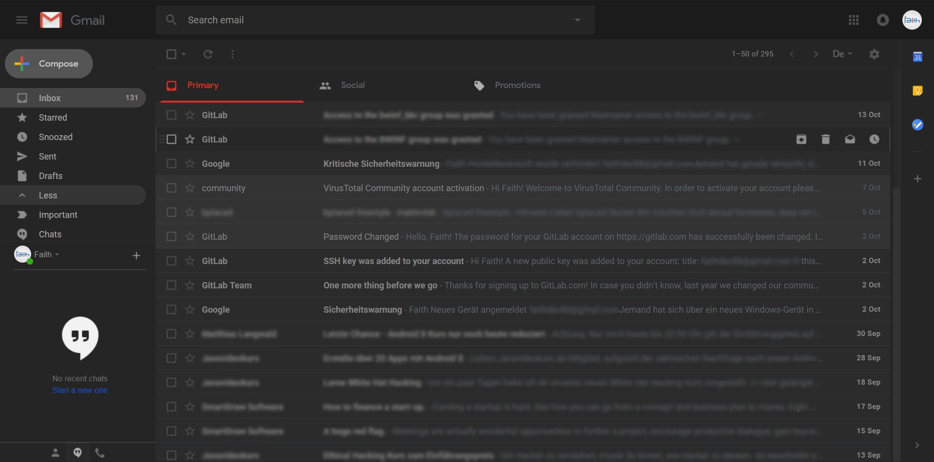 Gmail Clean Dark