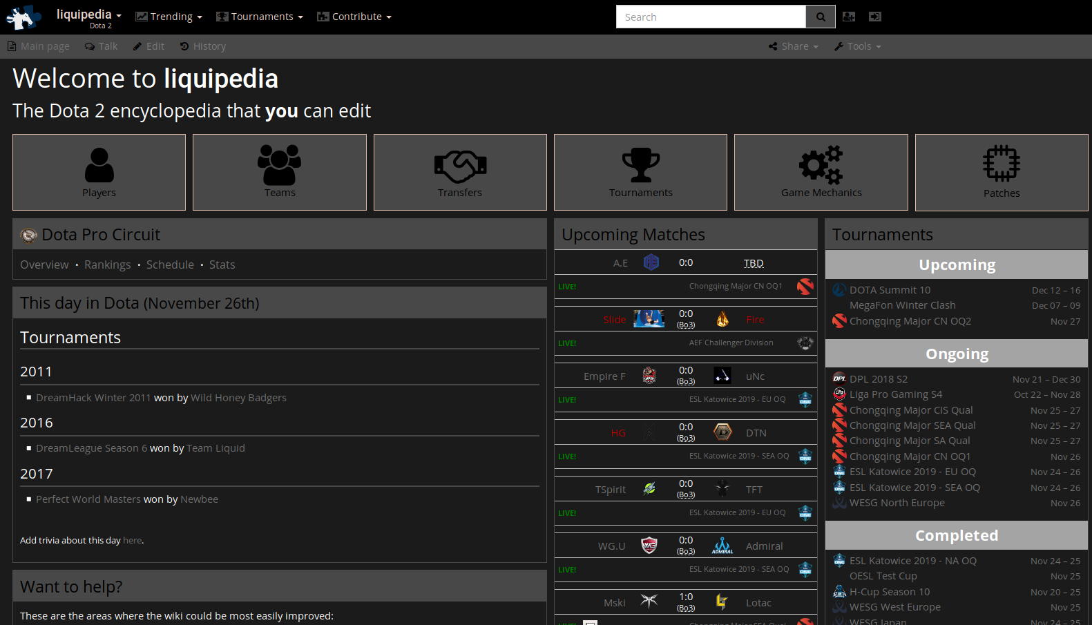 Liquipedia Dark Theme 2.0