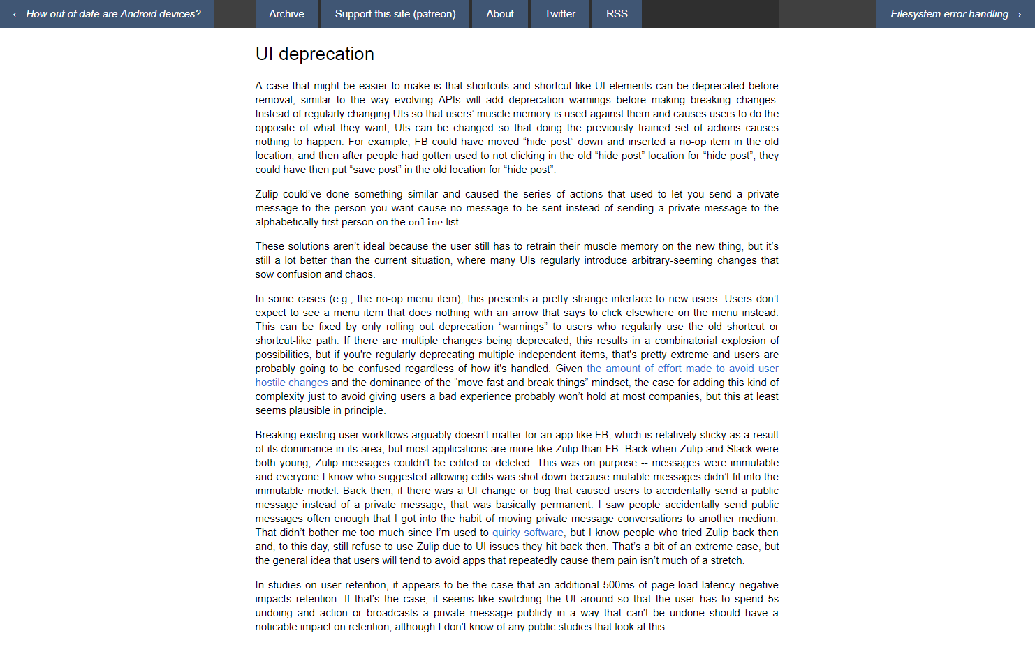 Legible danluu.com
