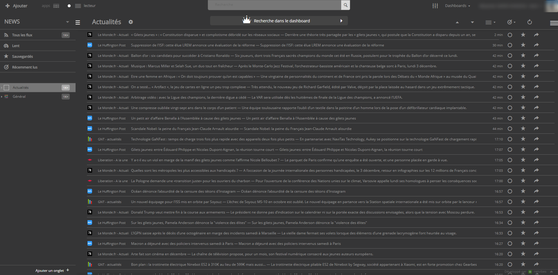 Netvibes Simple Dark
