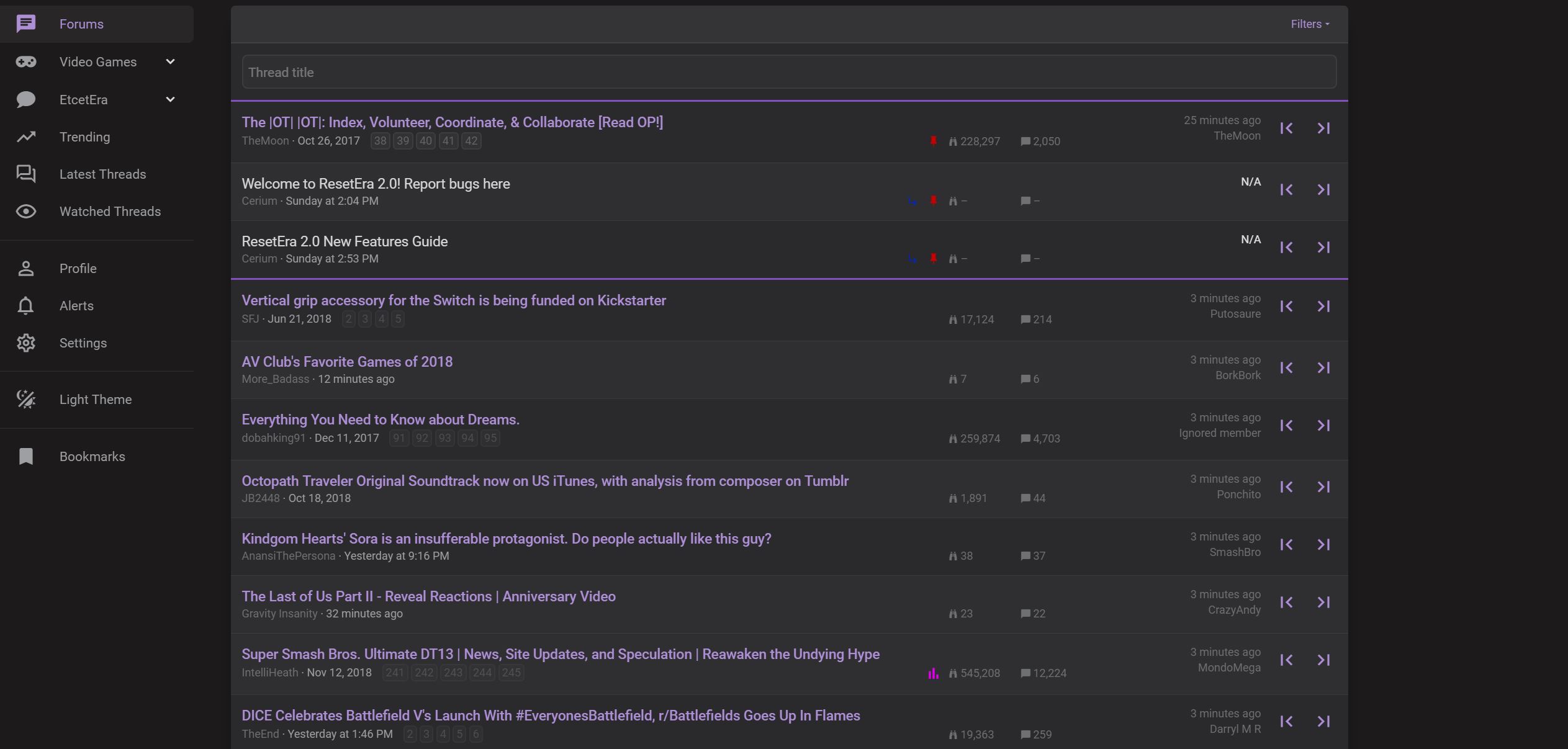 Remove avatars from thread list | NEW ResetEra 2.0