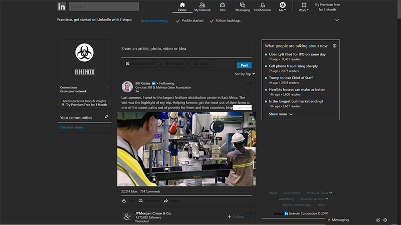 LinkedIn Theme by RHIN0X - Customize Feature Added