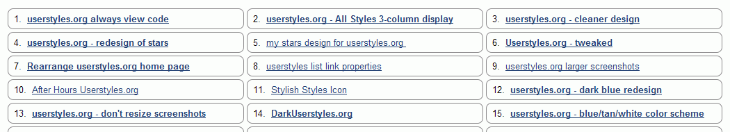 Userstyles.org - row-wise numbered style lists