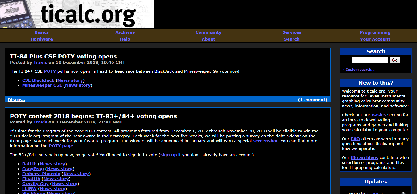 Dark mode for ticalc.org