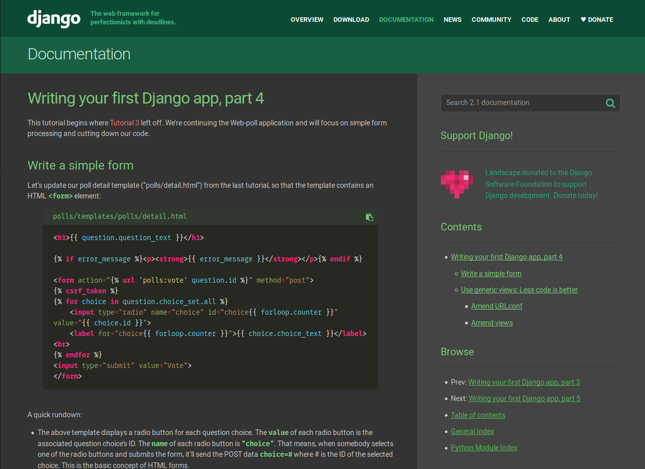 Dark Django Docs