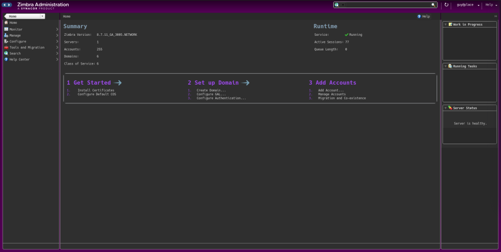 Zimbra Admin Dark Purple
