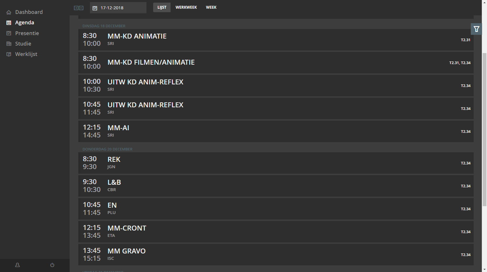 Eduarte Student Dark Theme educus.nl