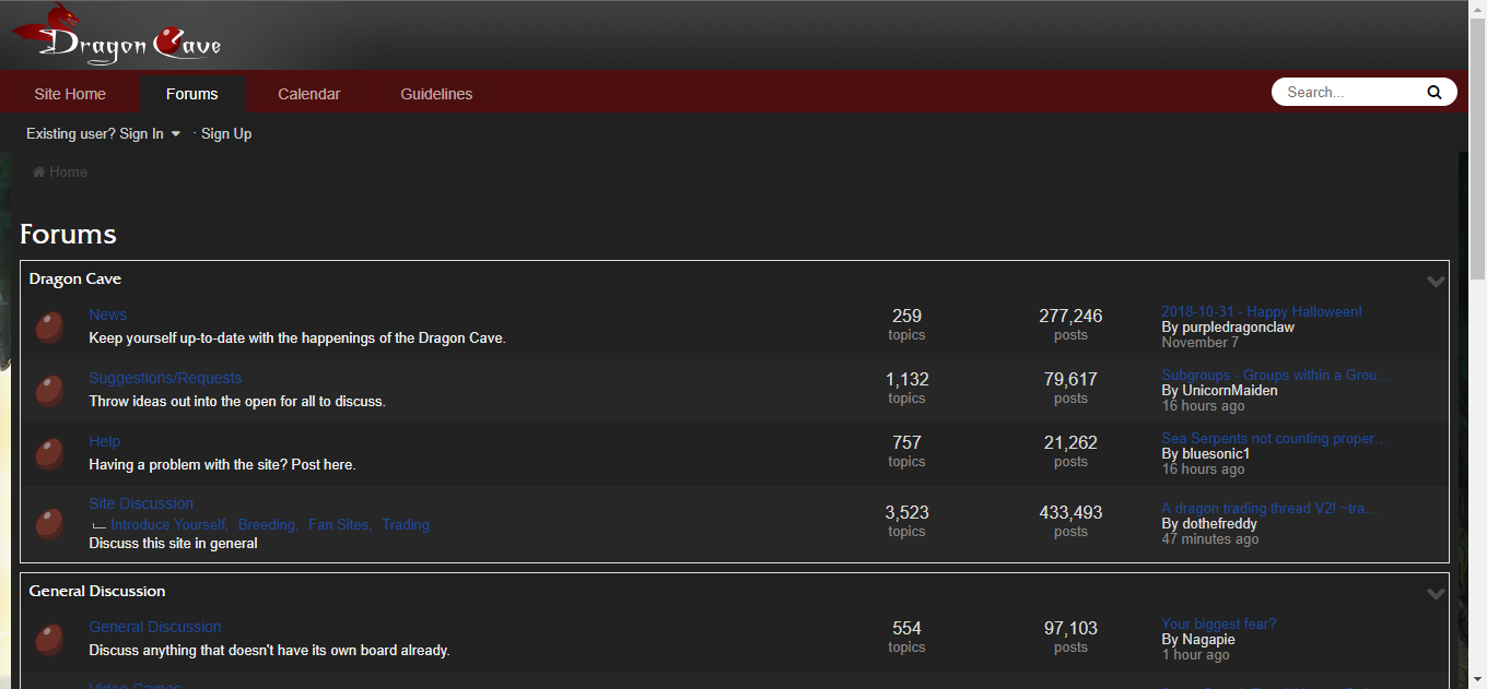 Dragon Cave Forums Dark Theme