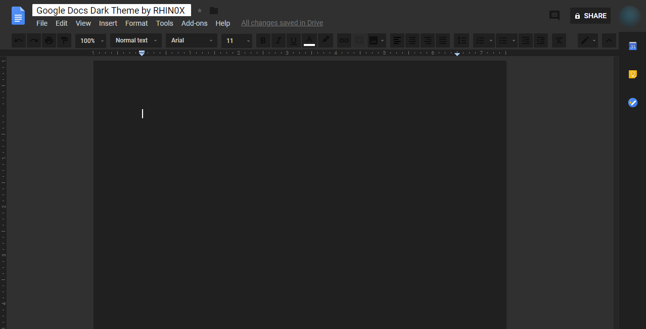 Google Docs Dark Theme by RHIN0X