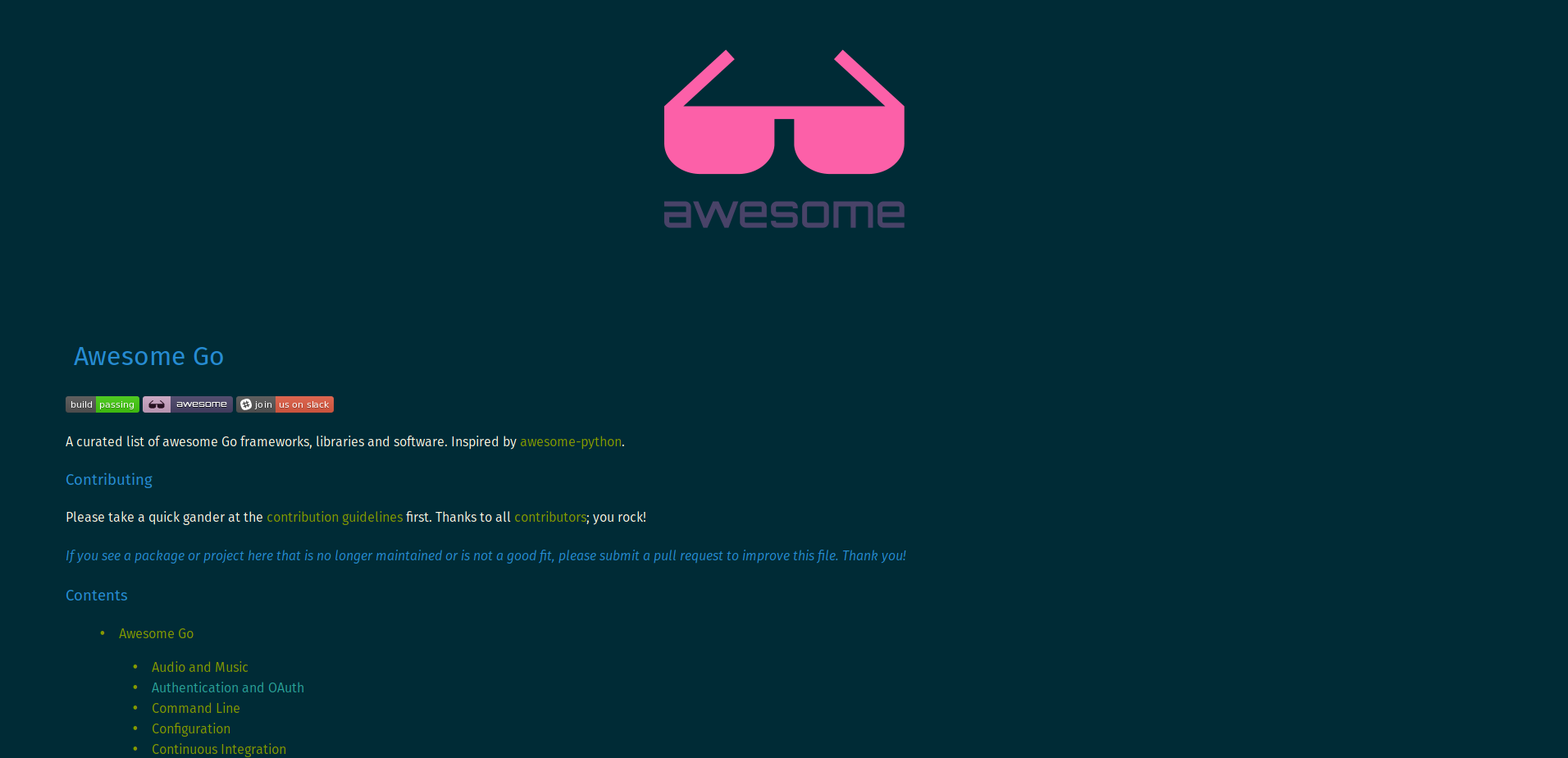 awesome-go.com Dark/Solarized
