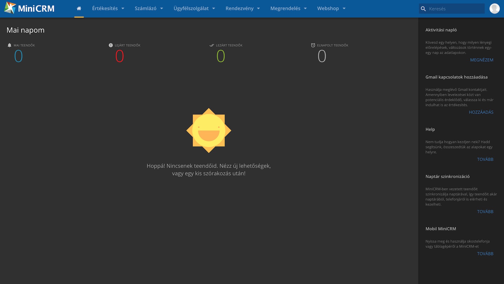 MiniCRM Dark Theme