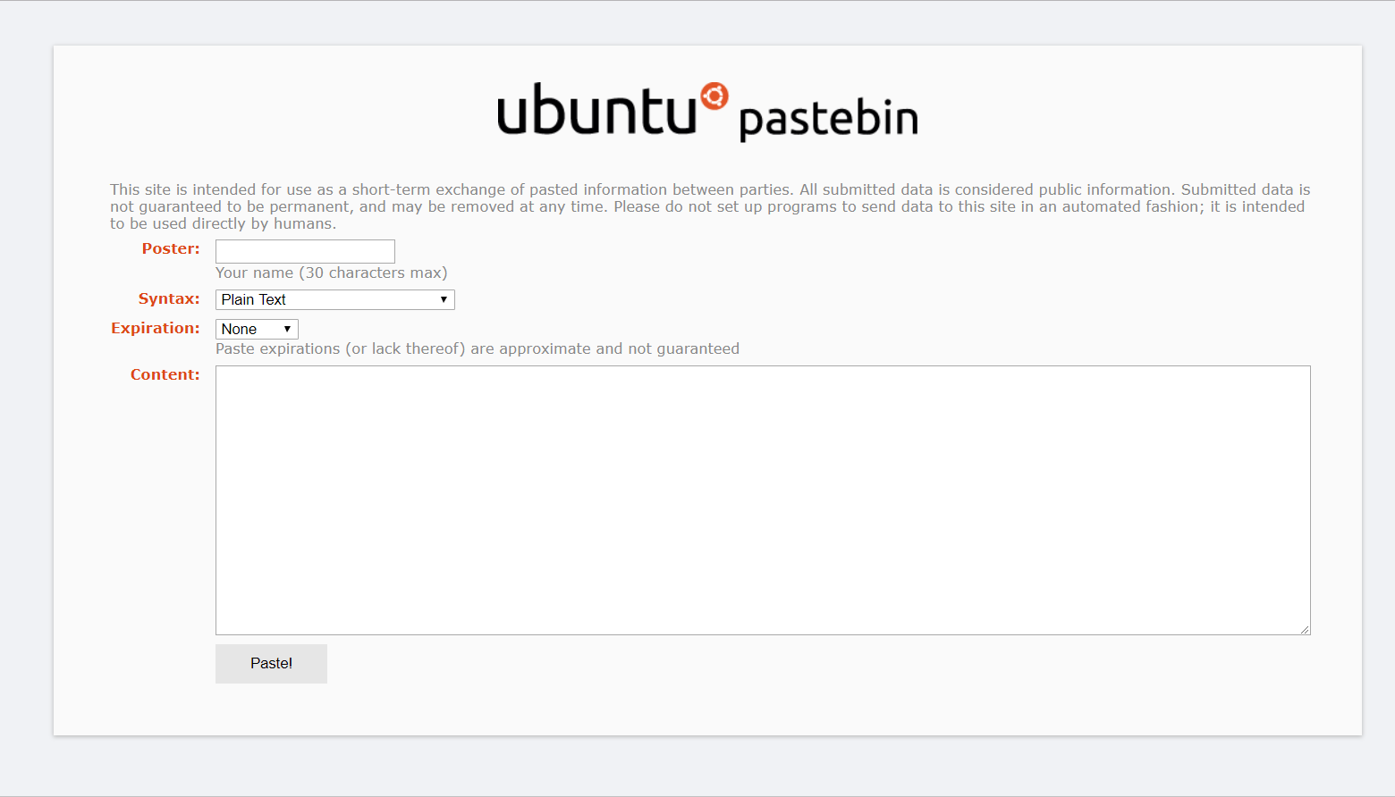 ubuntu pastebin style
