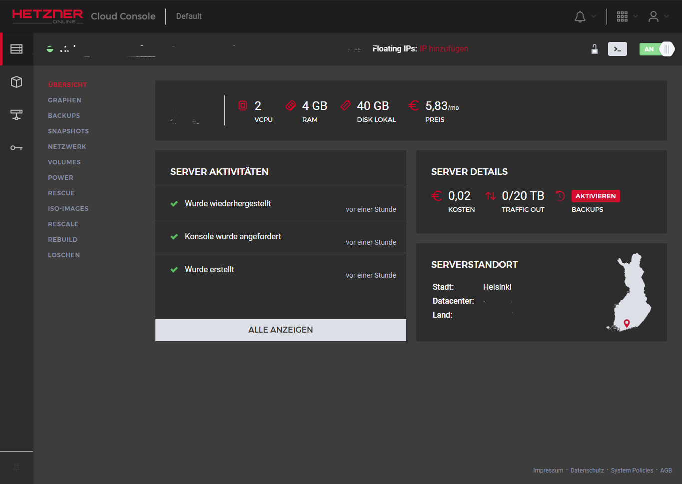 Hetzner Cloud Dark Theme