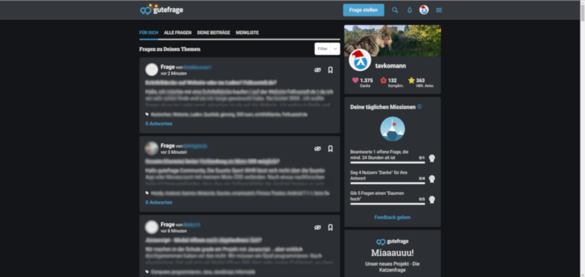 gutefrage – Dark Theme