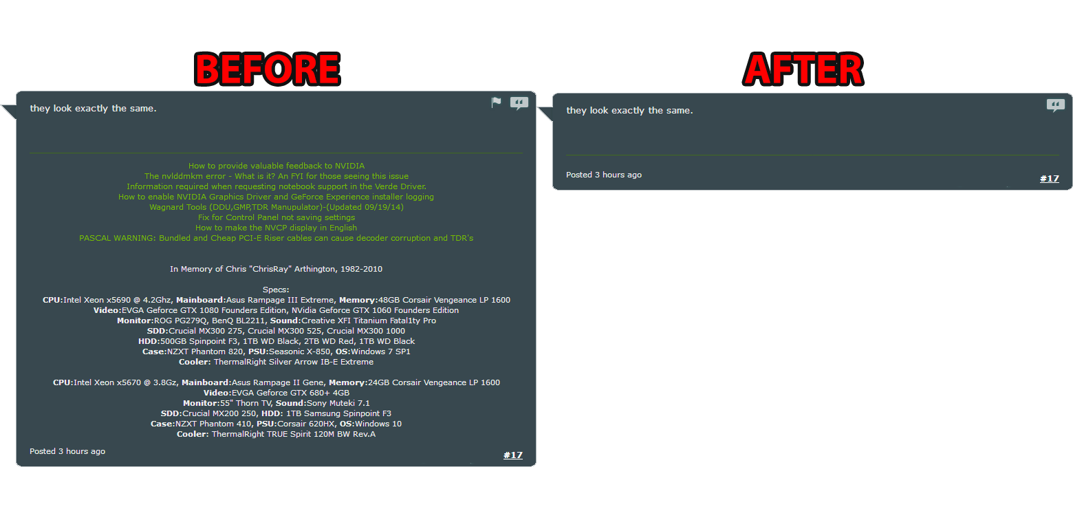 Geforce Forum hide user signatures