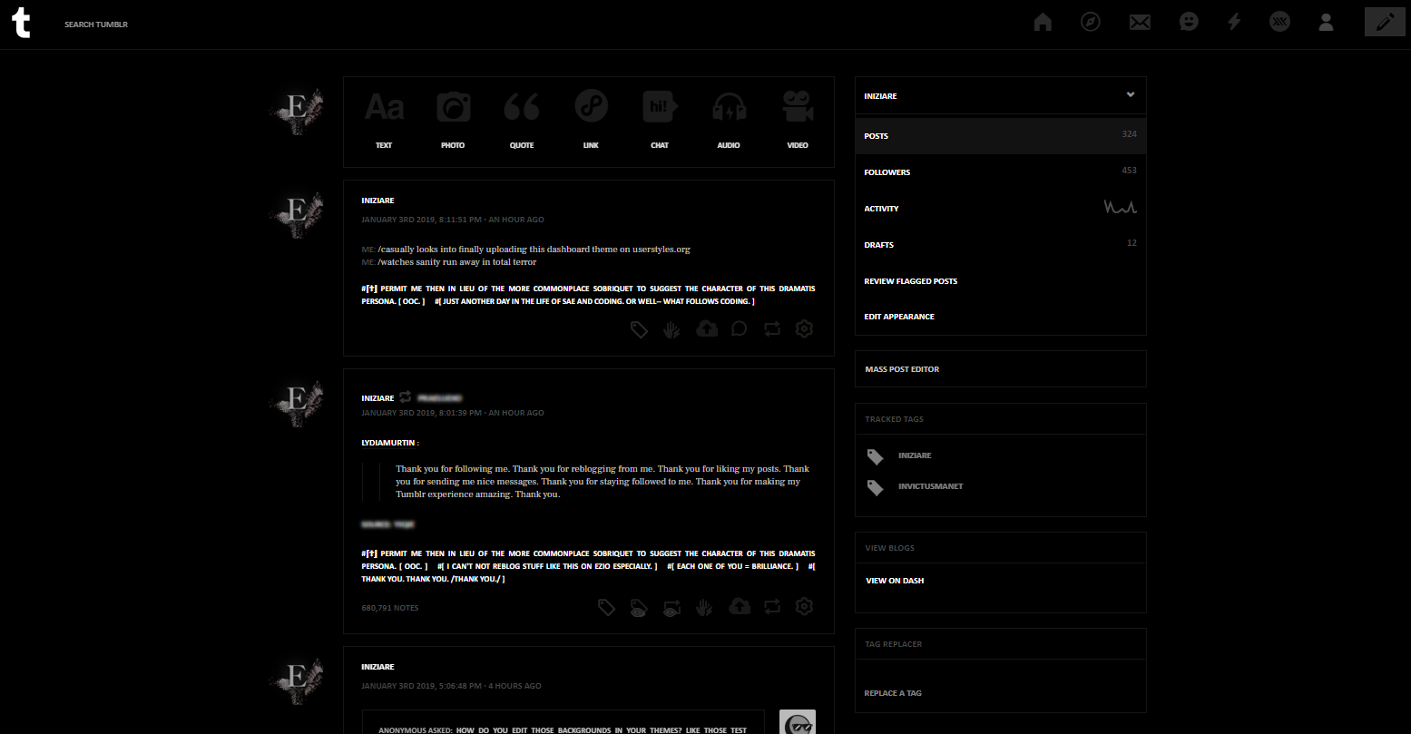 Tumblr Dashboard - Black (by iniziare)