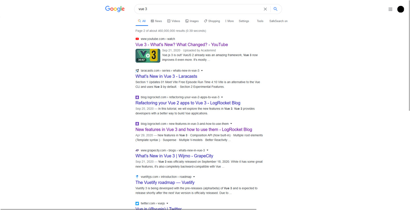 Google Search Result Centered