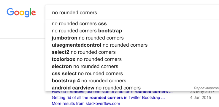 Remove rounded corners on Google