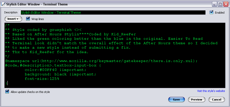 Stylish Editor Window - Terminal Theme