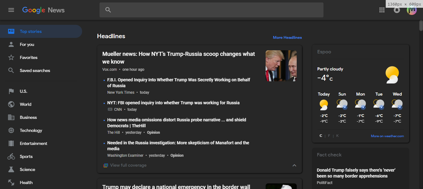 Dark Google News