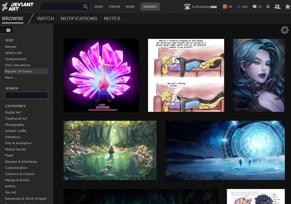 deviantart dark/monochrome theme