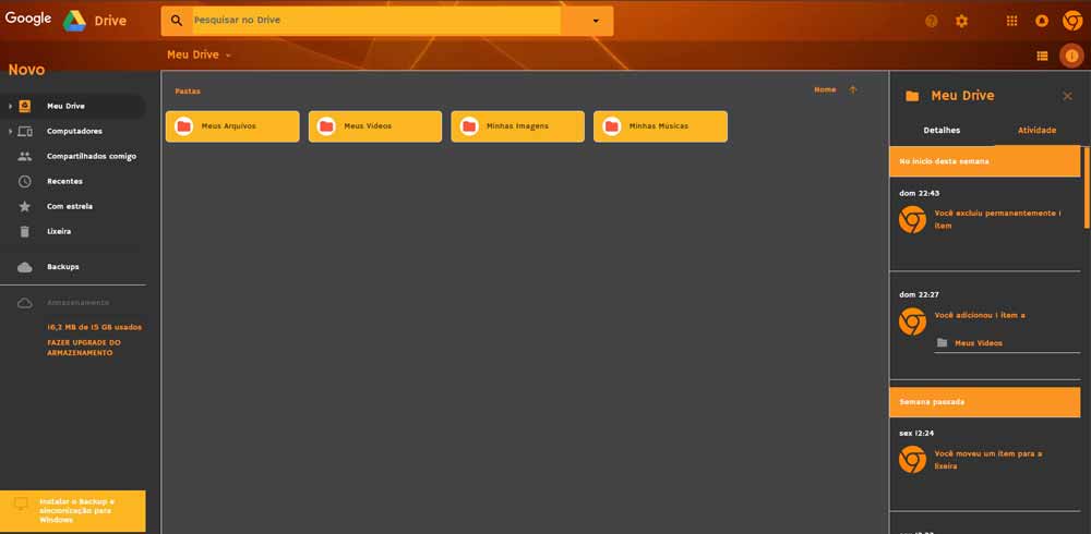 Google Drive Orange and Gray
