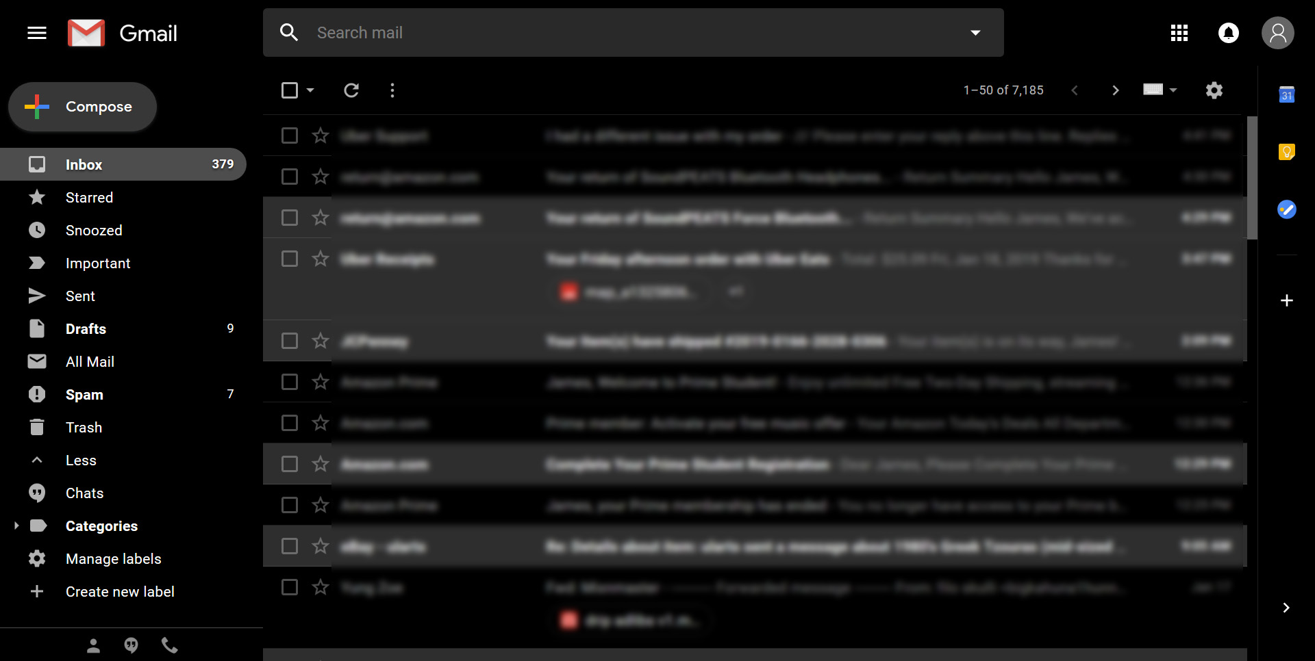 Gmail Black Theme