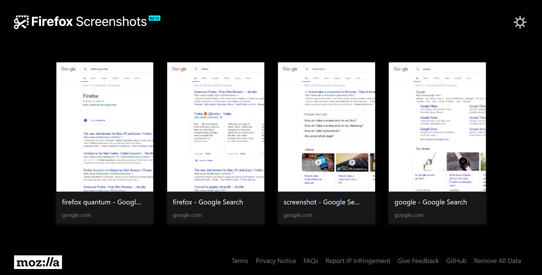 Firefox Screenshots Black Theme