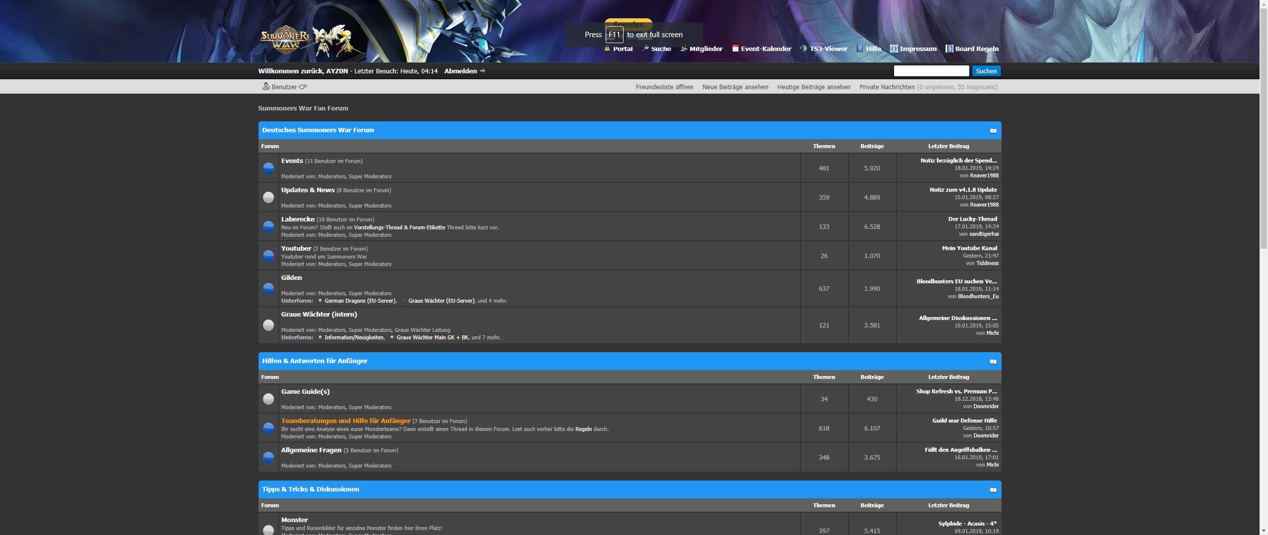 Summoners War Fan Forum - Dark Mode