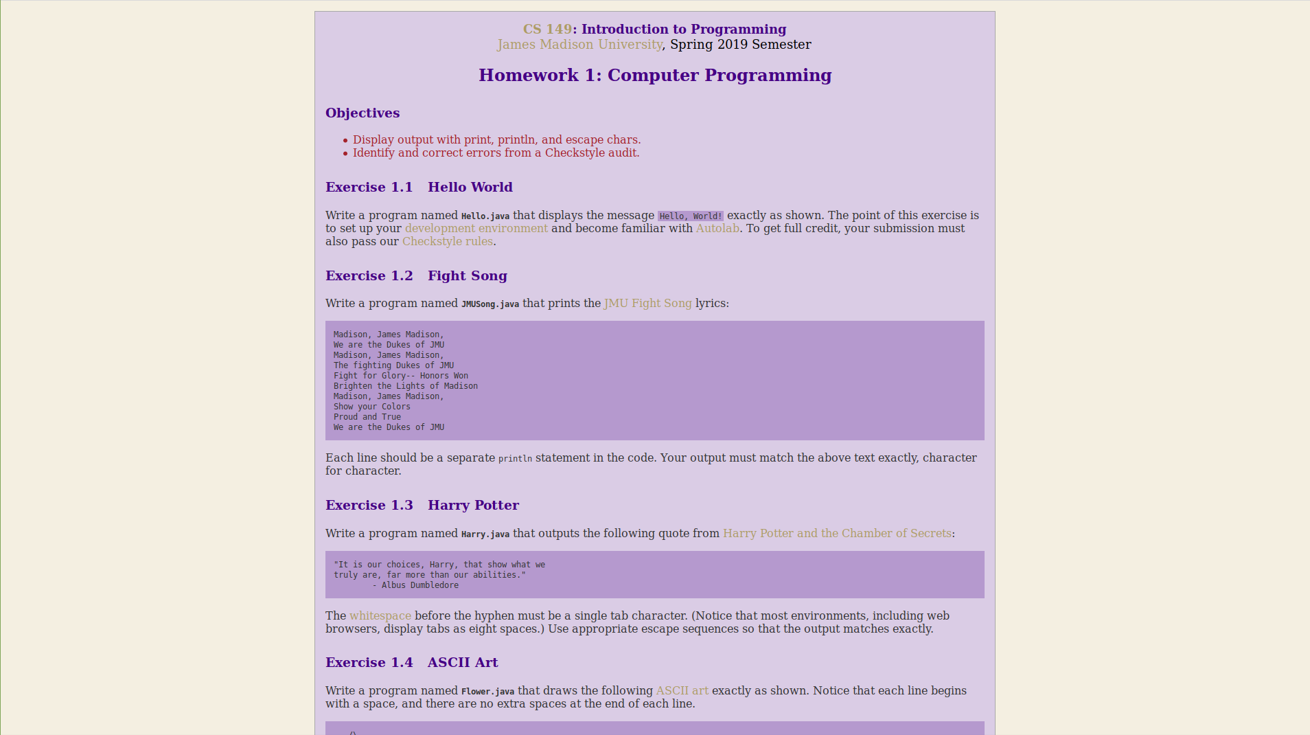 CS 347 User Style