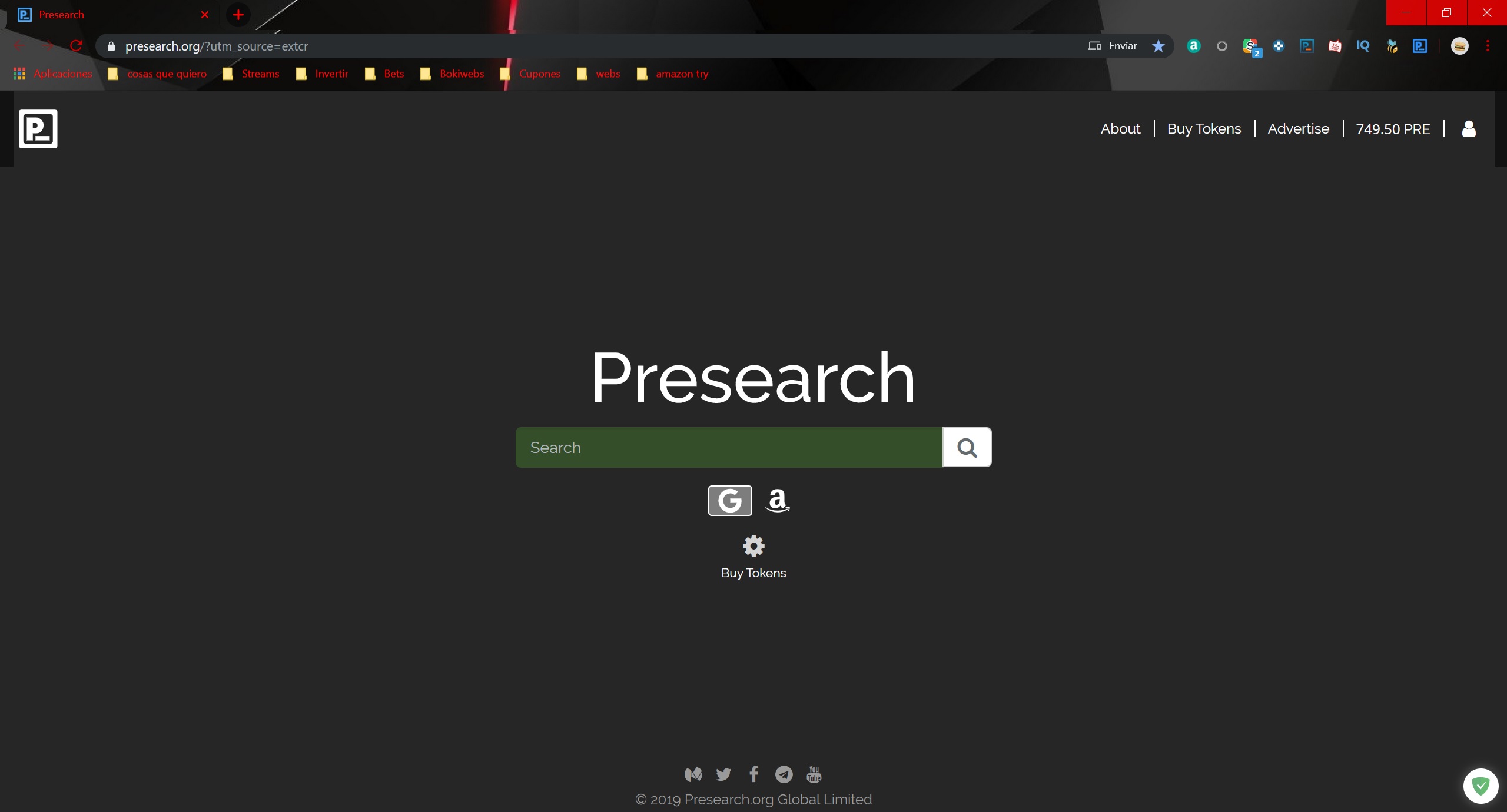 Presearch dark mode