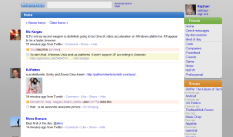 Friendfeed - Black Text and Hanging Tabs