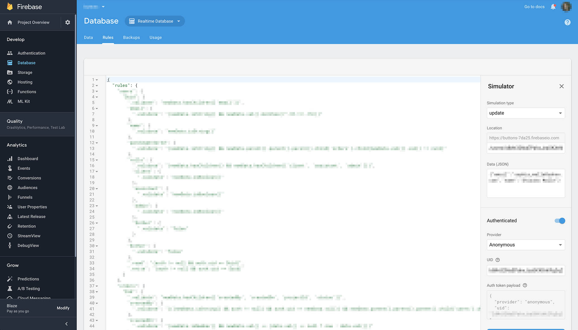 Firebase Rules Wide