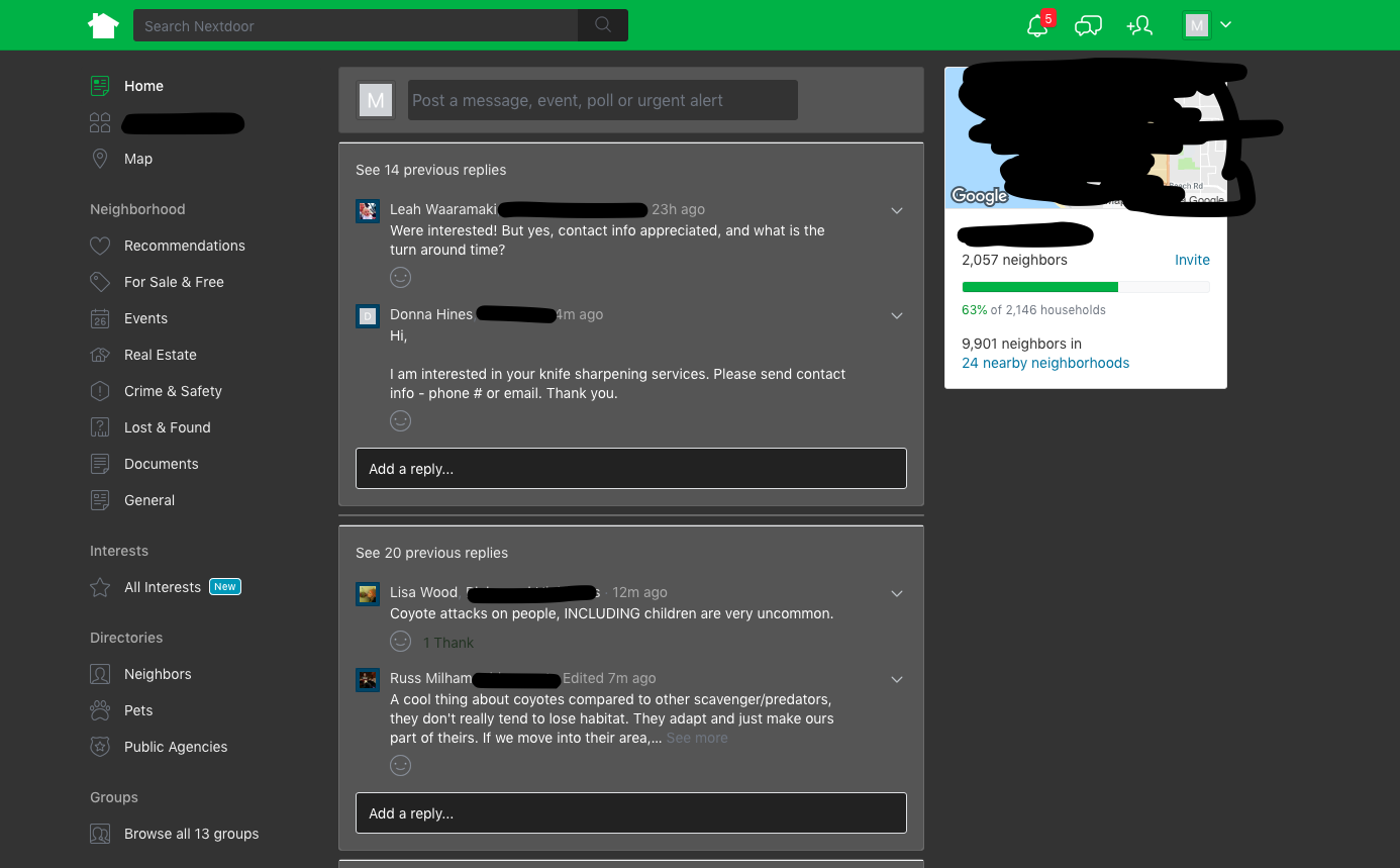 Nextdoor.com Dark (beta version)