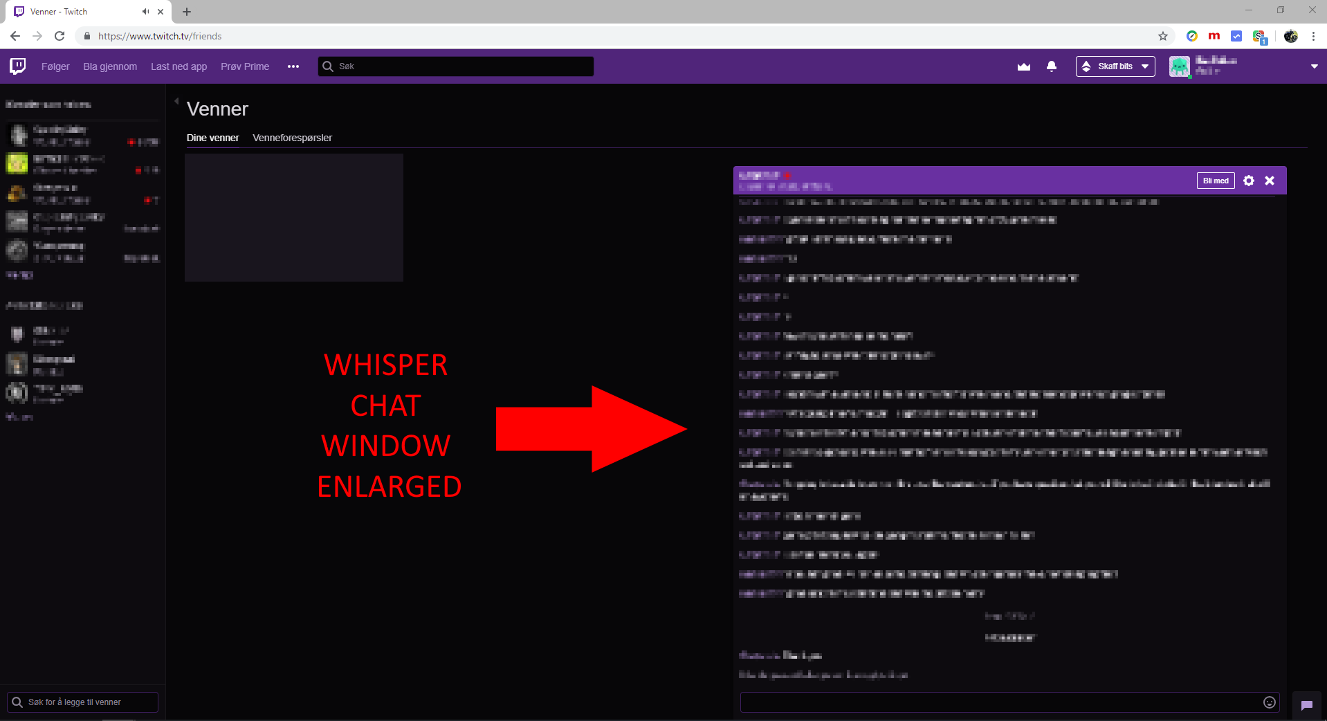 Twitch Larger Whisper Chat