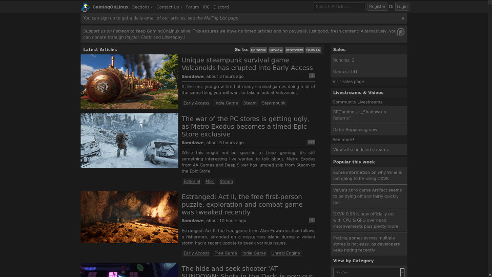 GamingOnLinux - Minimal Dark