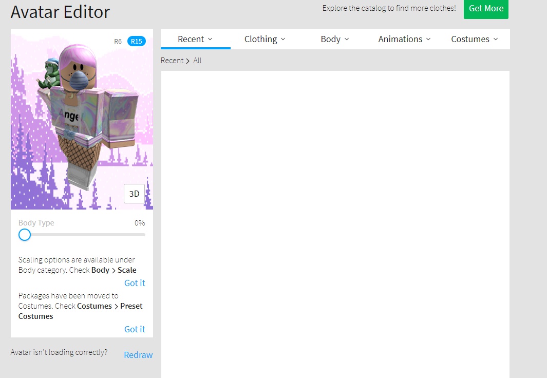 Animated Roblox Avatar Page