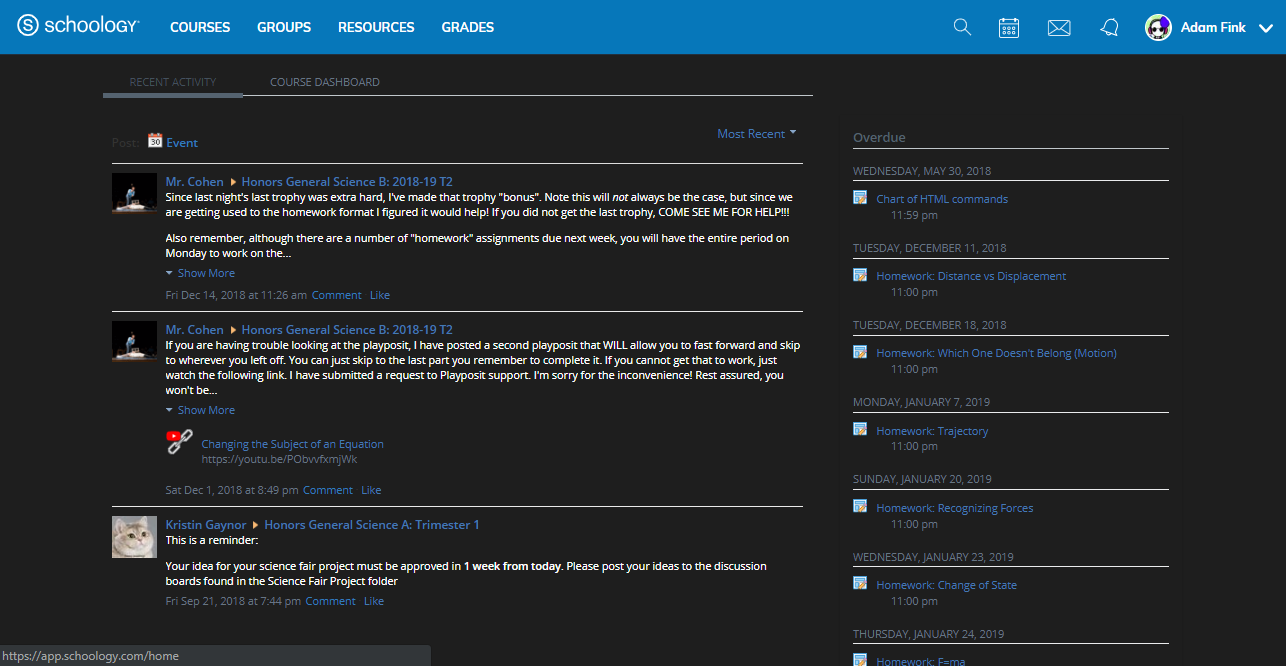 Schoology-Dark Mode