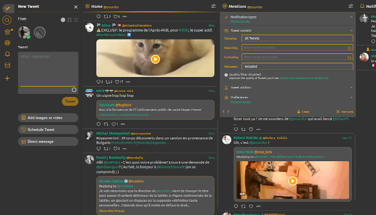 Canta Dark for Tweetdeck - 450px-wide columns
