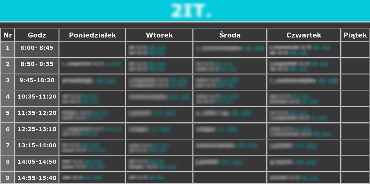Ciemny plan lekcji - wersja rozszerzona v1.0
