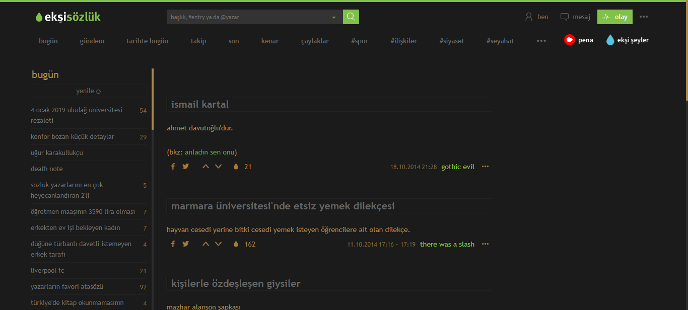 Ekşi Sözlük Dark Green {GUNCEL} {REKLAMSIZ}