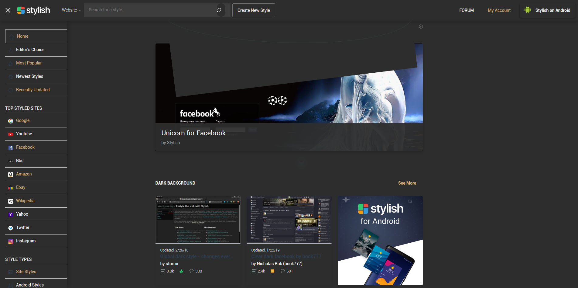 Stylish (userstyles) Dark mode #2D2D2D