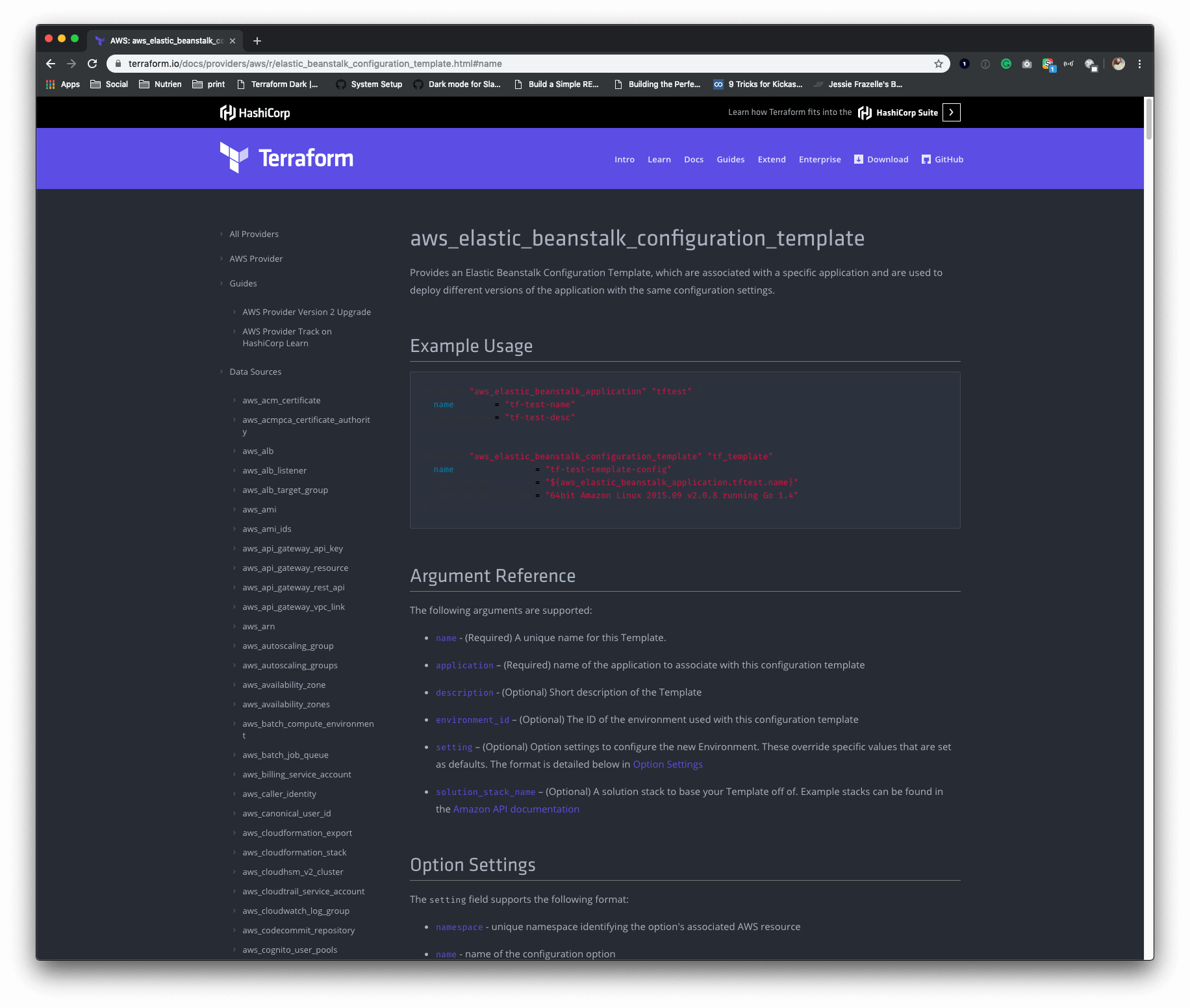 Terraform Docs Dark