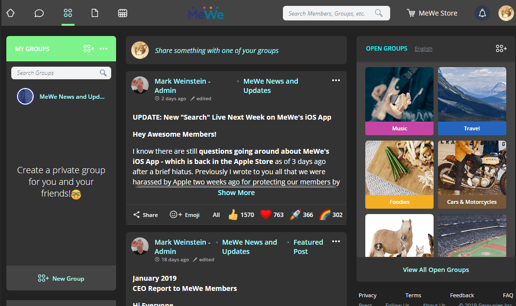 MeWe.com Improved Dark Theme