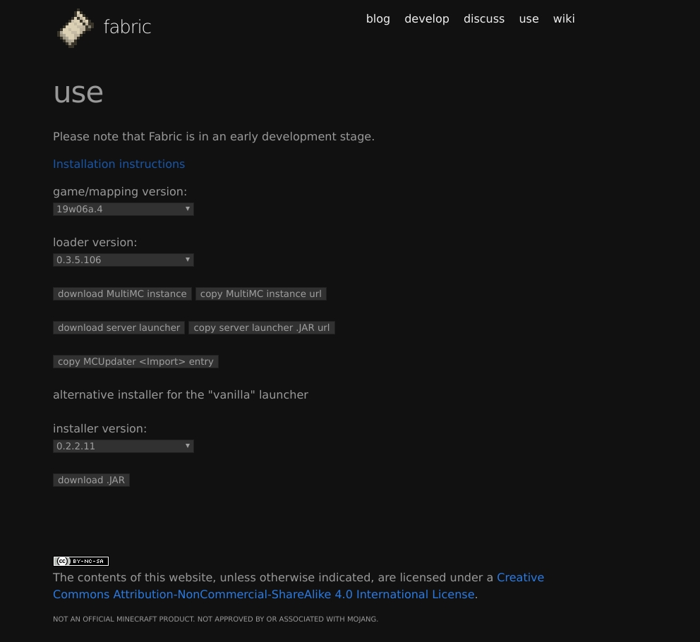 Fabricmc.net dark theme