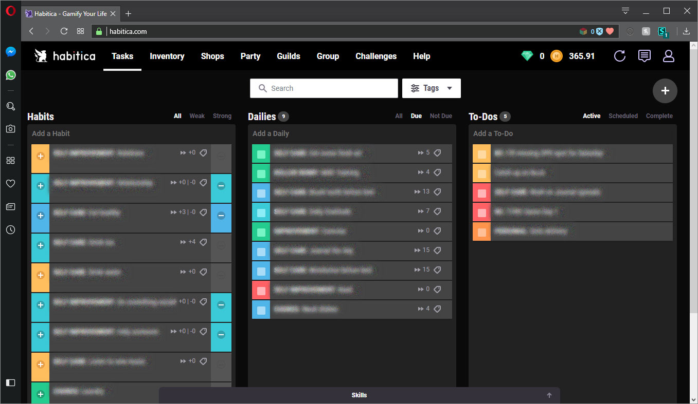 Habitica Dark Theme