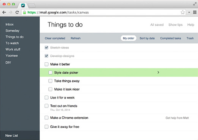 Google Tasks full-screen web version